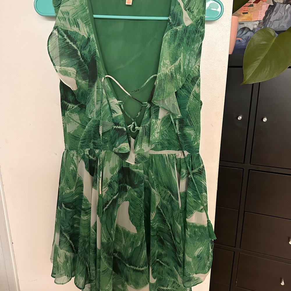 Green Leaf Print Romper
